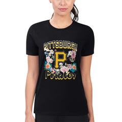 Pittsburgh Pirates G-III 4Her by Carl Banks Women's Super-Slim Fit Lightweight Flowers Graphic T-Shirt - Black