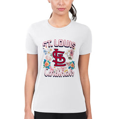 St. Louis Cardinals G-III 4Her by Carl Banks Women's Super-Slim Fit Lightweight Flowers Graphic T-Shirt - White