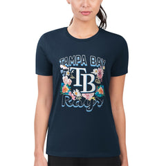 Tampa Bay Rays G-III 4Her by Carl Banks Women's Super-Slim Fit Lightweight Flowers Graphic T-Shirt - Navy