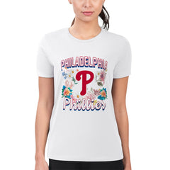 Philadelphia Phillies G-III 4Her by Carl Banks Women's Super-Slim Fit Lightweight Flowers Graphic T-Shirt - White