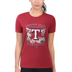Texas Rangers G-III 4Her by Carl Banks Women's Super-Slim Fit Lightweight Flowers Graphic T-Shirt - Red