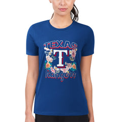 Texas Rangers G-III 4Her by Carl Banks Women's Super-Slim Fit Lightweight Flowers Graphic T-Shirt - Royal