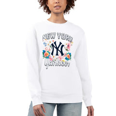 New York Yankees G-III 4Her by Carl Banks Women's Flowers Graphic Pullover Sweatshirt - White