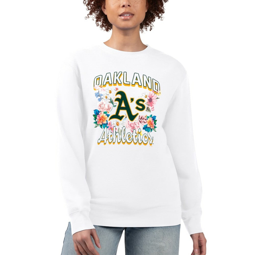 Athletics G-III 4Her by Carl Banks Women's Flowers Graphic Pullover Sweatshirt - White