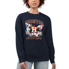 Houston Astros G-III 4Her by Carl Banks Women's Flowers Graphic Pullover Sweatshirt - Navy