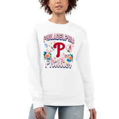 Philadelphia Phillies G-III 4Her by Carl Banks Women's Flowers Graphic Pullover Sweatshirt - White