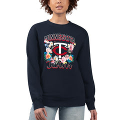 Minnesota Twins G-III 4Her by Carl Banks Women's Flowers Graphic Pullover Sweatshirt - Navy