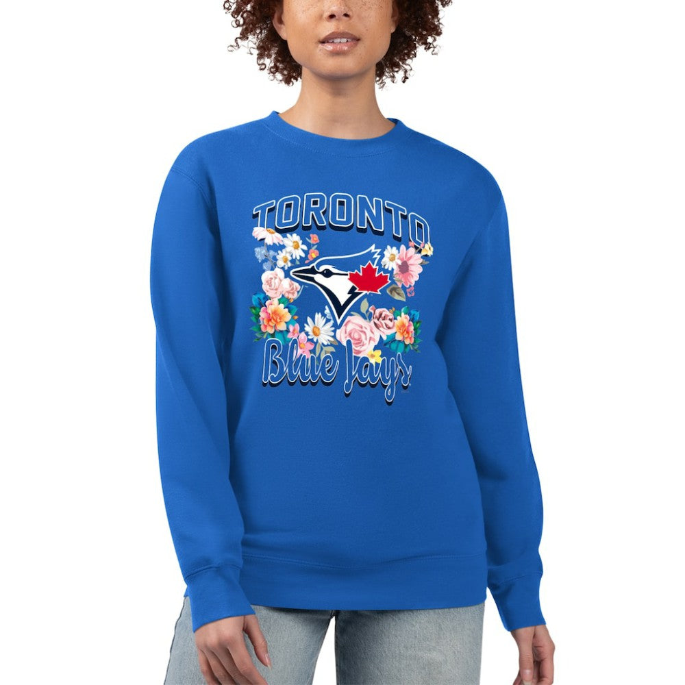 Toronto Blue Jays G-III 4Her by Carl Banks Women's Flowers Graphic Pullover Sweatshirt - Royal