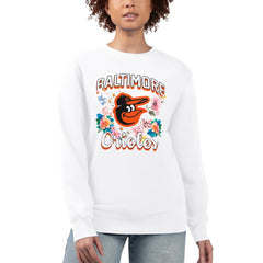 Baltimore Orioles G-III 4Her by Carl Banks Women's Flowers Graphic Pullover Sweatshirt - White