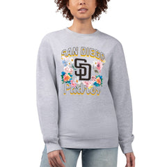 San Diego Padres G-III 4Her by Carl Banks Women's Flowers Graphic Pullover Sweatshirt - Heather Gray