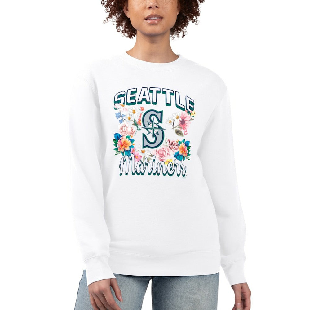 Seattle Mariners G-III 4Her by Carl Banks Women's Flowers Graphic Pullover Sweatshirt - White