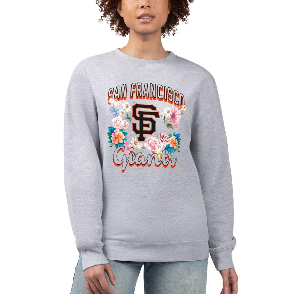 San Francisco Giants G-III 4Her by Carl Banks Women's Flowers Graphic Pullover Sweatshirt - Heather Gray