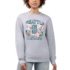 Seattle Mariners G-III 4Her by Carl Banks Women's Flowers Graphic Pullover Sweatshirt - Heather Gray