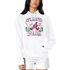 Atlanta Braves G-III 4Her by Carl Banks Women's Flowers Graphic Pullover Hoodie - White