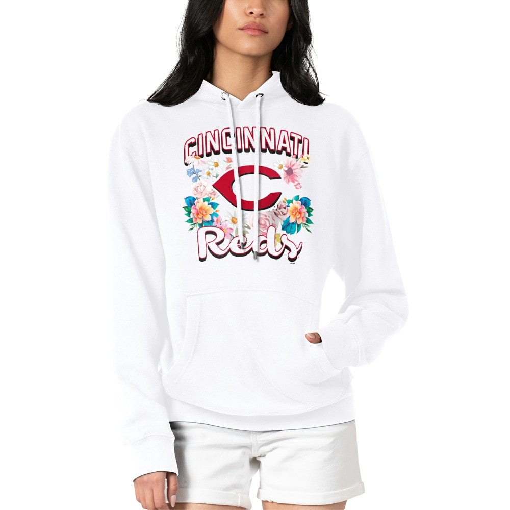 Cincinnati Reds G-III 4Her by Carl Banks Women's Flowers Graphic Pullover Hoodie - White