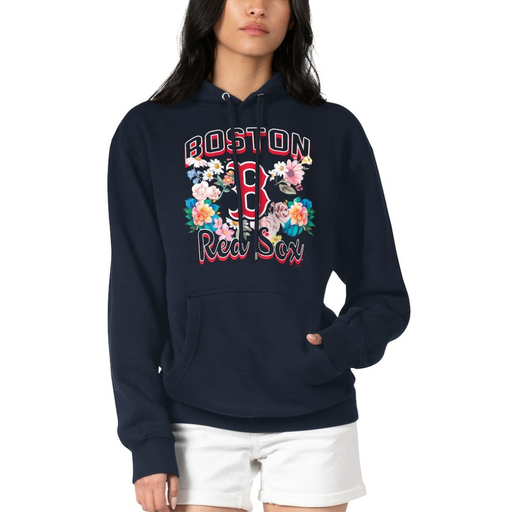 Boston Red Sox G-III 4Her by Carl Banks Women's Flowers Graphic Pullover Hoodie - Navy