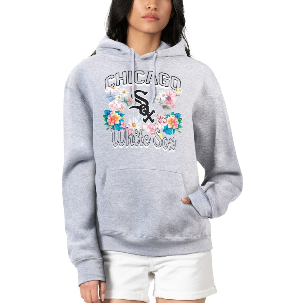 Chicago White Sox G-III 4Her by Carl Banks Women's Flowers Graphic Pullover Hoodie - Heather Gray
