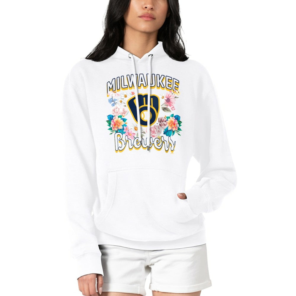 Milwaukee Brewers G-III 4Her by Carl Banks Women's Flowers Graphic Pullover Hoodie - White