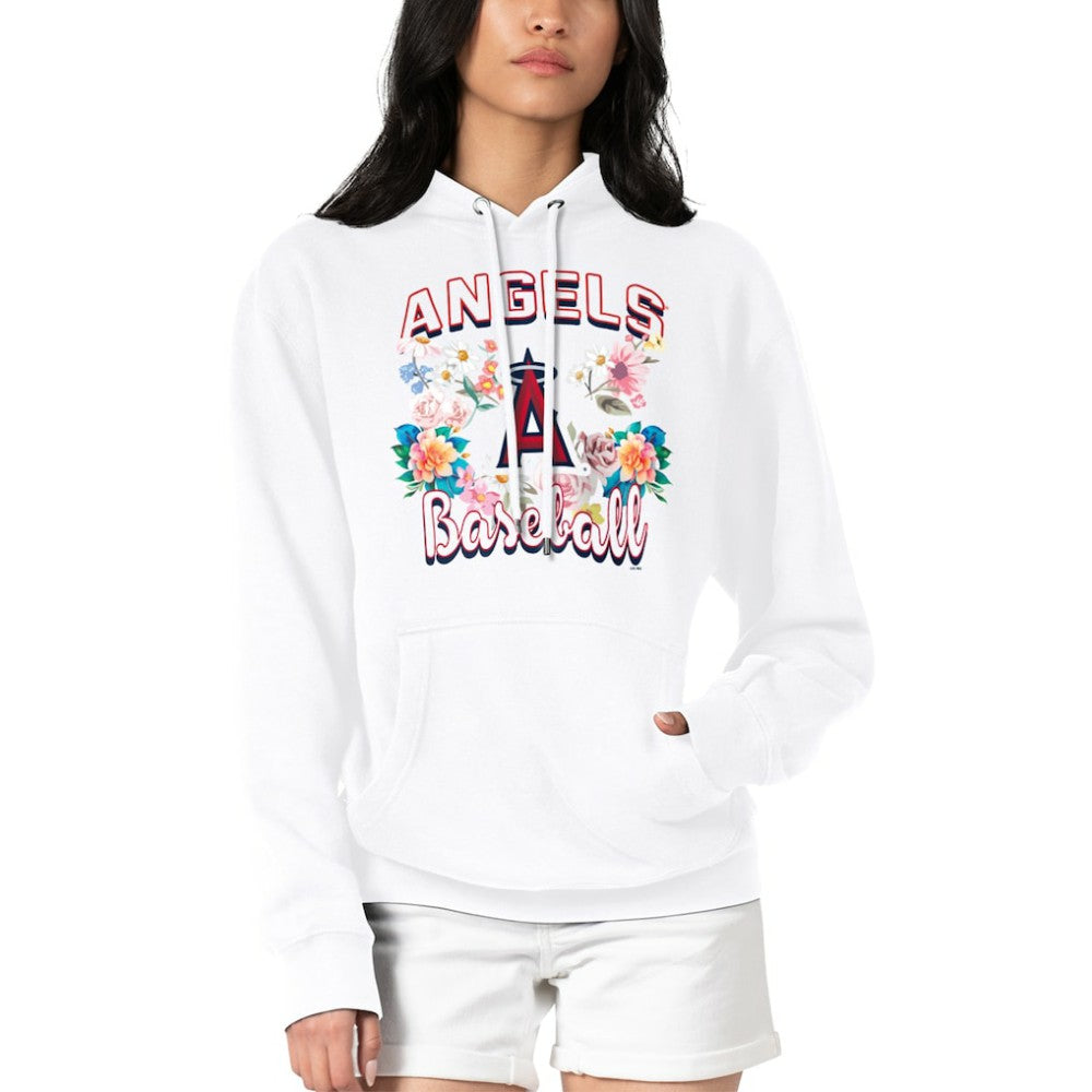 Los Angeles Angels G-III 4Her by Carl Banks Women's Flowers Graphic Pullover Hoodie - White