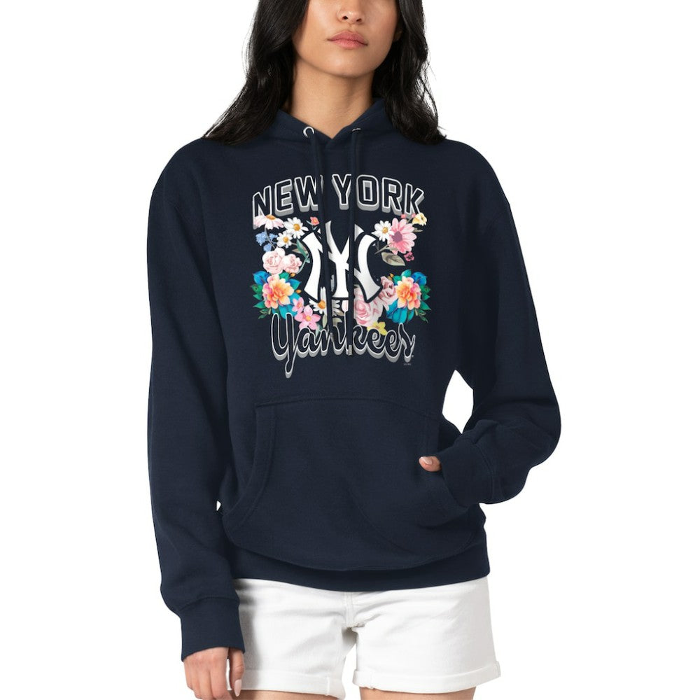 New York Yankees G-III 4Her by Carl Banks Women's Flowers Graphic Pullover Hoodie - Navy