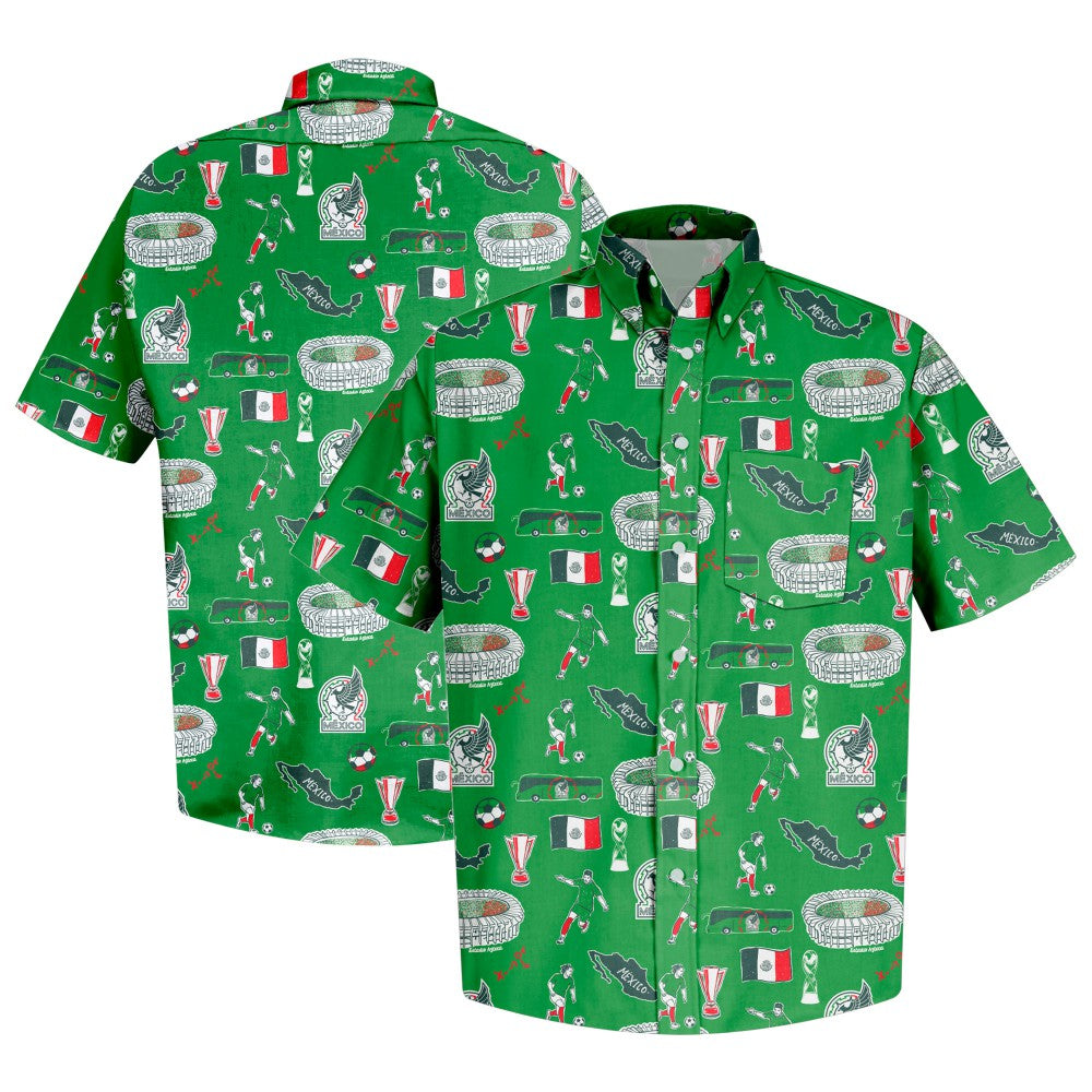 Mexico National Team Vive La Fete Impressions Artwork Button-Down Shirt / Soccer Online