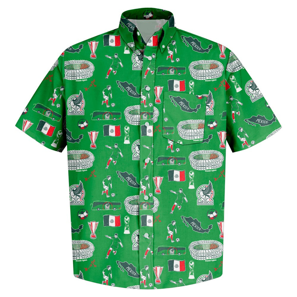 Mexico National Team Vive La Fete Impressions Artwork Button-Down Shirt / Soccer Online
