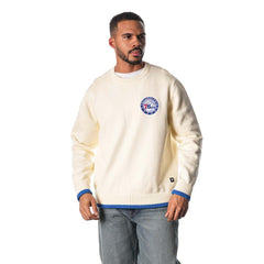 Philadelphia 76ers The Wild Collective Unisex Jacquard Knit Pullover Sweater - Cream on sale