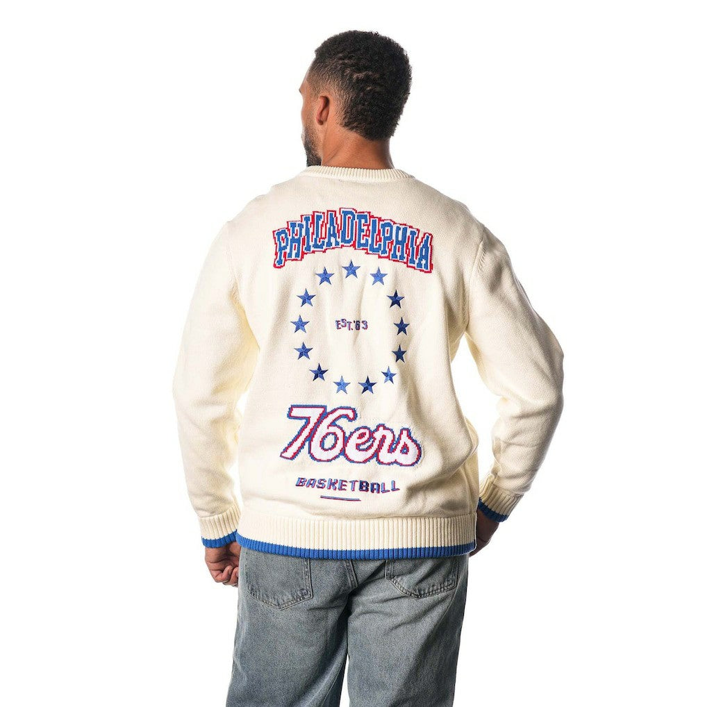 Philadelphia 76ers The Wild Collective Unisex Jacquard Knit Pullover Sweater - Cream on sale