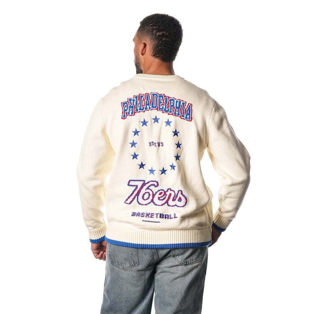 Philadelphia 76ers The Wild Collective Unisex Jacquard Knit Pullover Sweater - Cream on sale