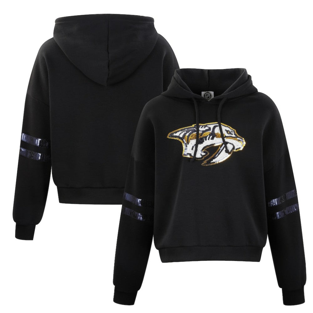 Nashville Predators Cuce Women's Sequin Cropped Pullover Hoodie