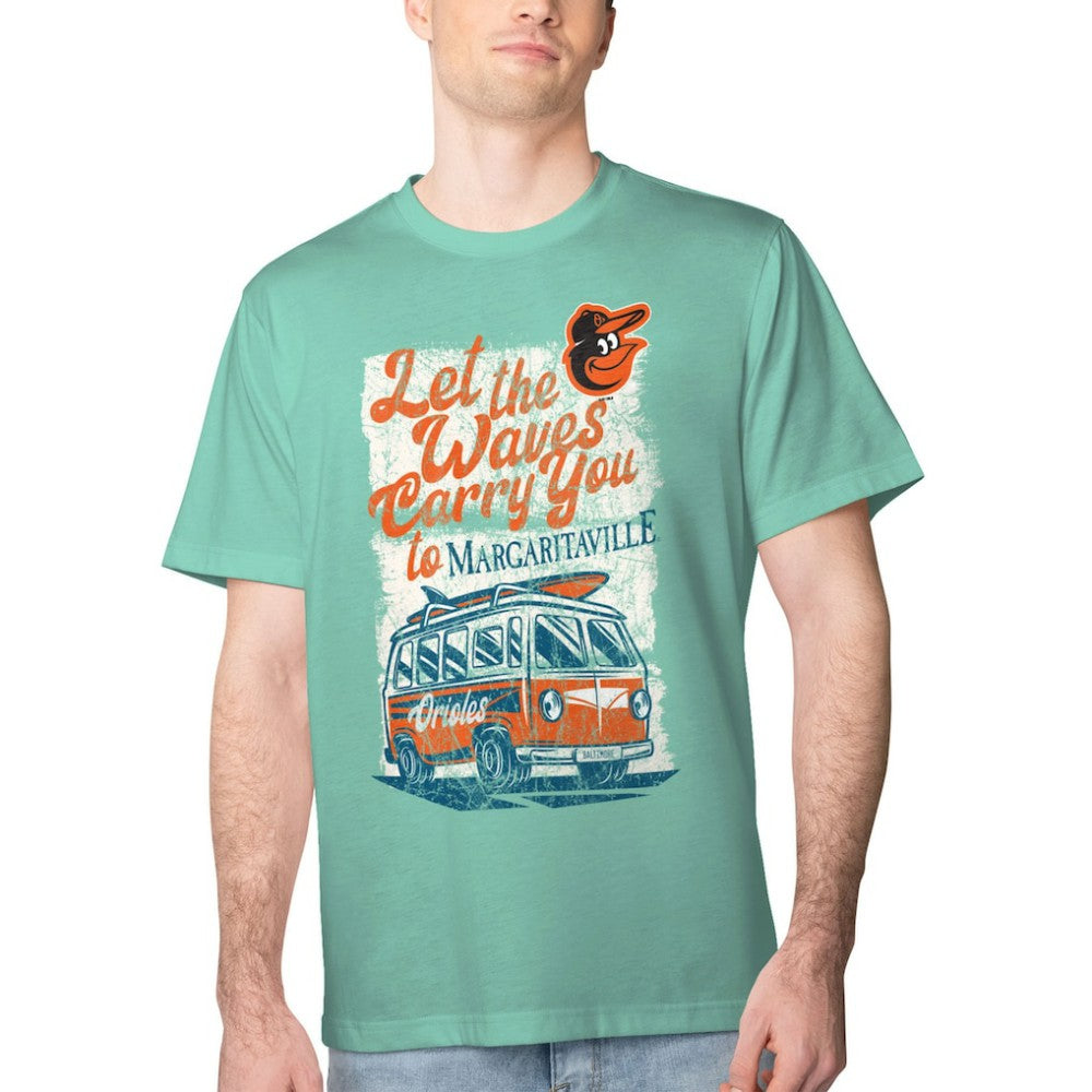 Baltimore Orioles Margaritaville Bus Waves Graphic T-Shirt - Mint