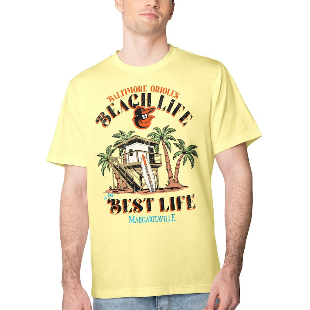 Baltimore Orioles Margaritaville Beach Hut Graphic T-Shirt - Yellow