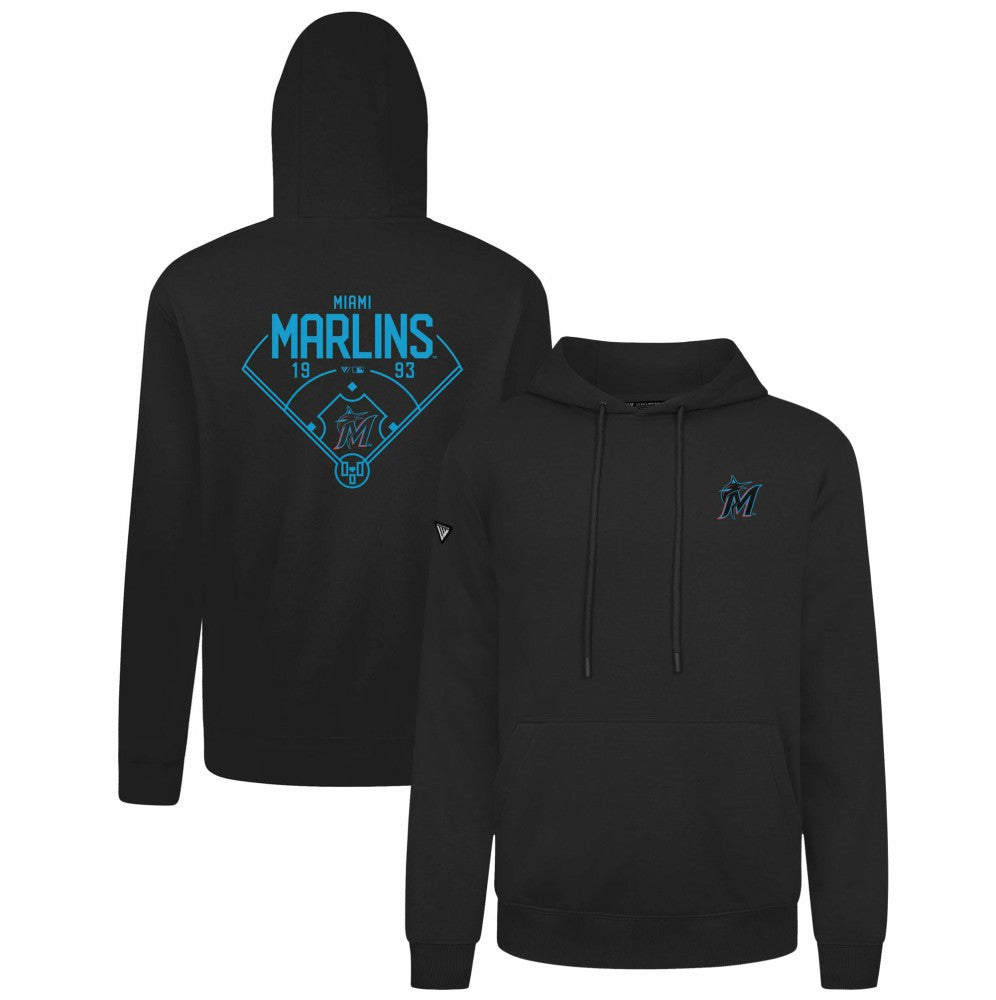 Miami Marlins Levelwear Podium Primary Pullover Hoodie - Black