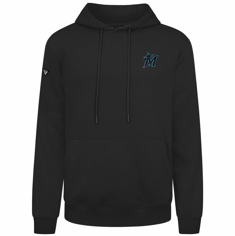 Miami Marlins Levelwear Podium Primary Pullover Hoodie - Black
