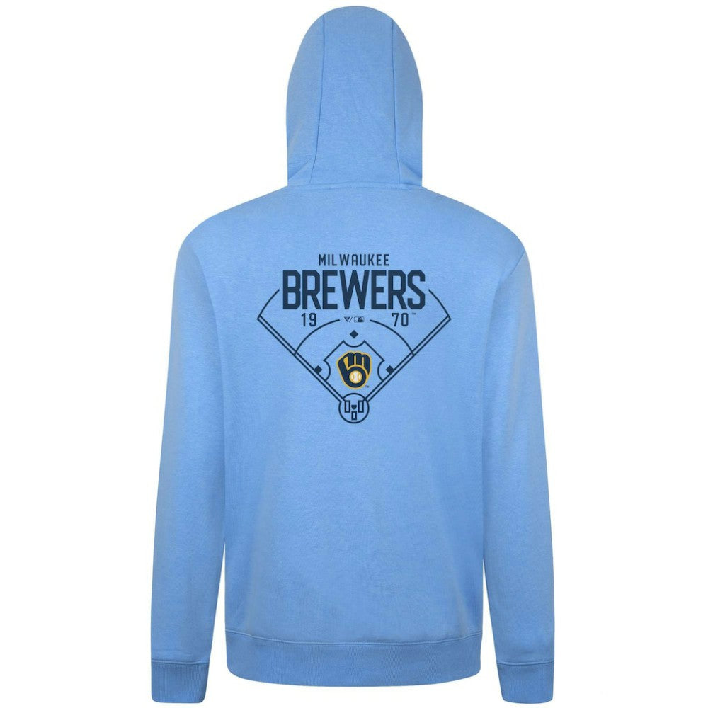 Milwaukee Brewers Levelwear Podium Primary Pullover Hoodie - Light Blue