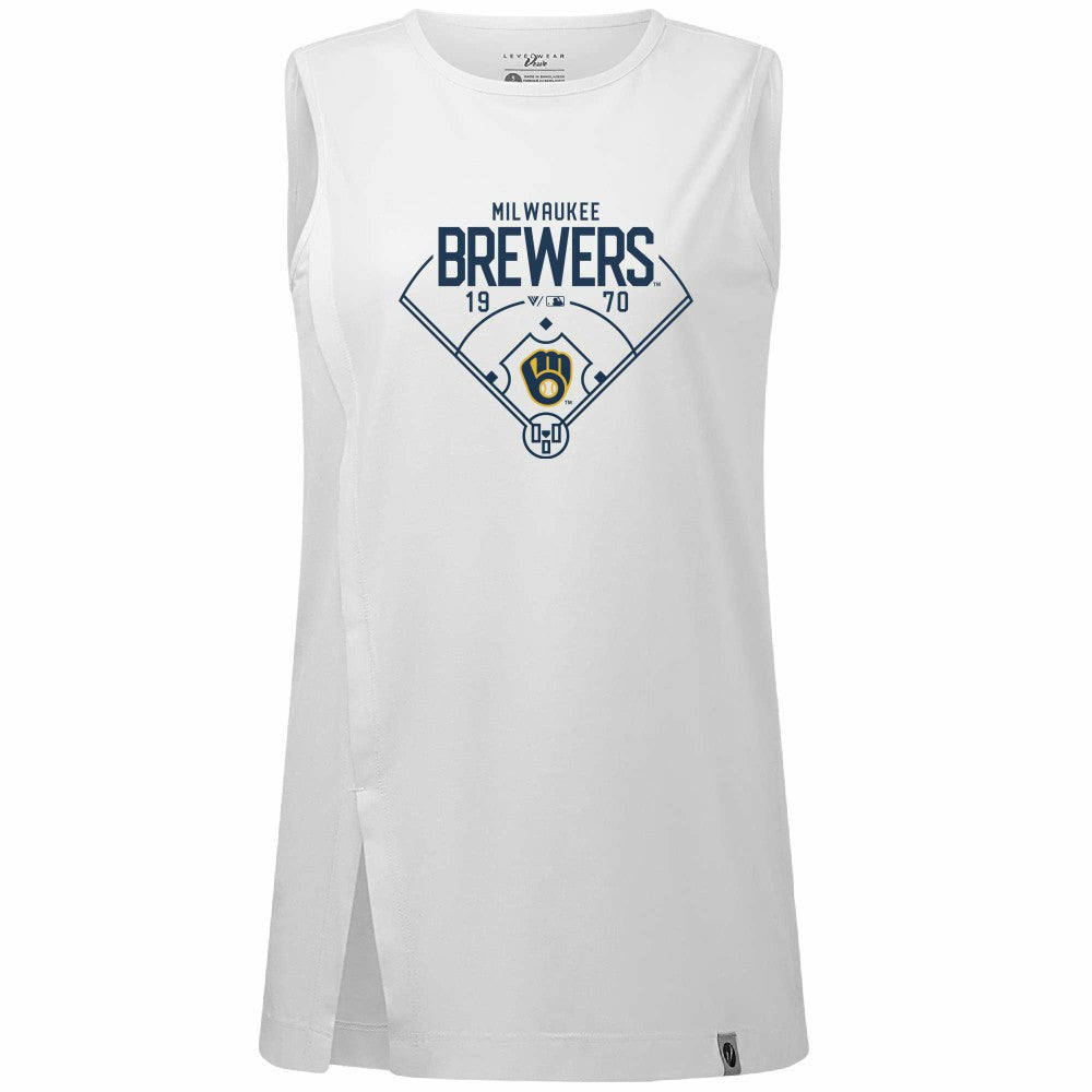 Milwaukee Brewers Levelwear Women's Influx Home Field Tank Top - White