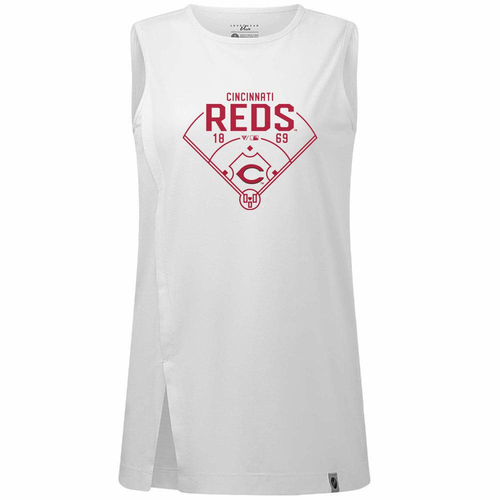 Cincinnati Reds Levelwear Women's Influx Home Field Tank Top - White