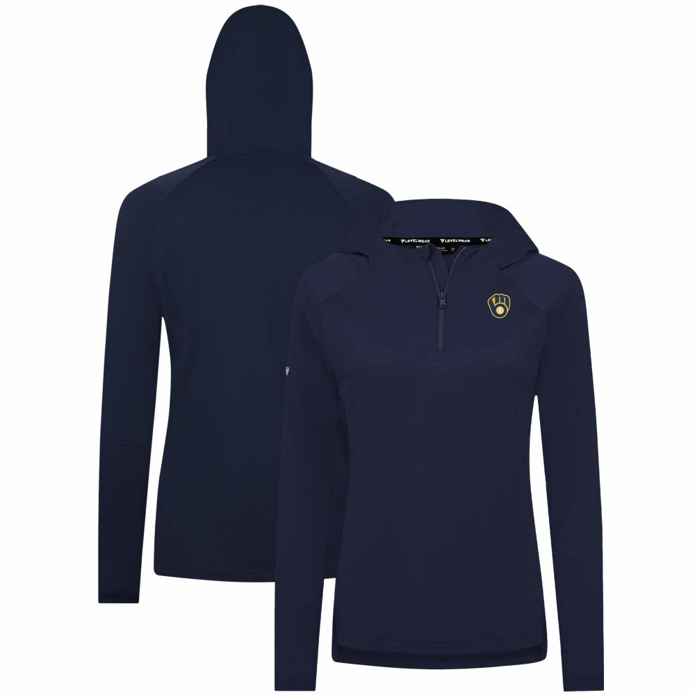 Milwaukee Brewers Levelwear Women's Raven Insignia 2.0 Quarter-Zip Jacket - Navy