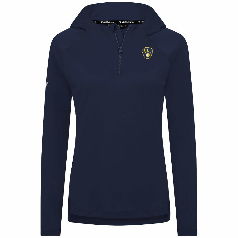 Milwaukee Brewers Levelwear Women's Raven Insignia 2.0 Quarter-Zip Jacket - Navy