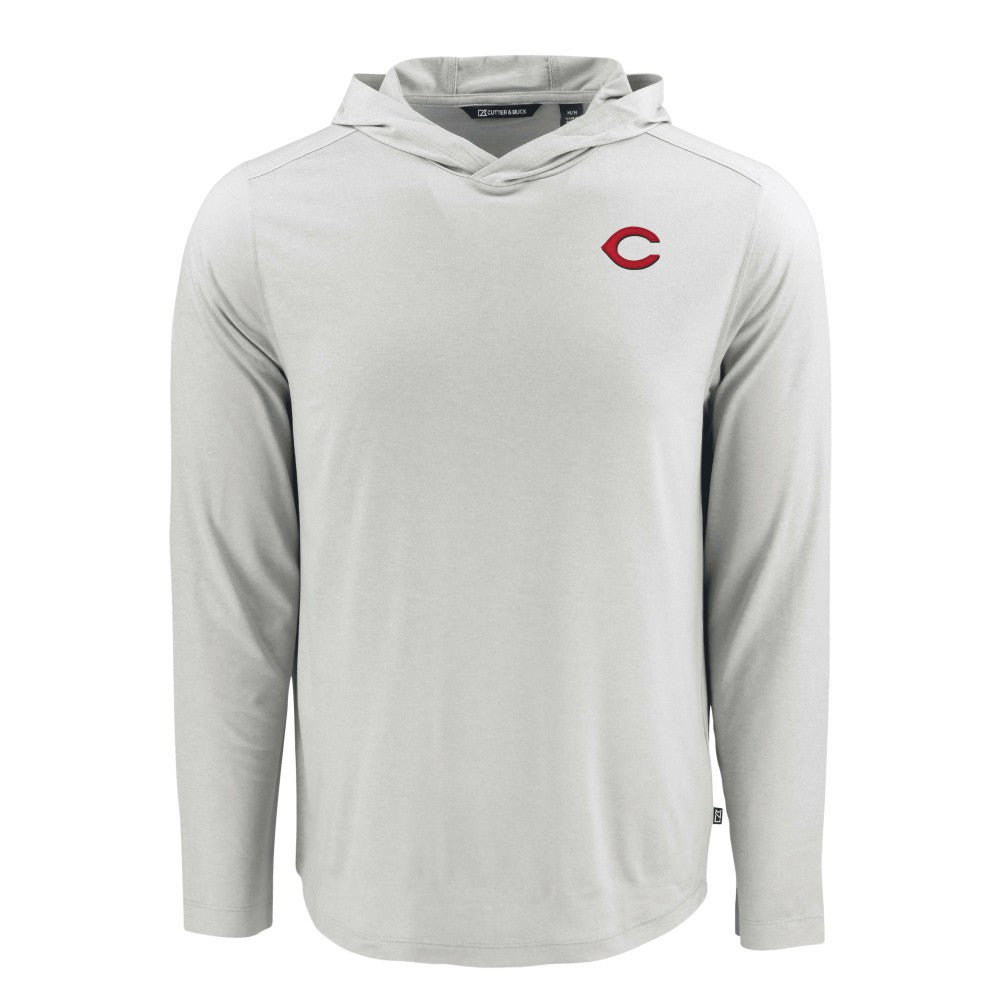 Cincinnati Reds Cutter & Buck Coastline Epic Comfort Recycled Eco Hoodie Long Sleeve T-Shirt - Gray