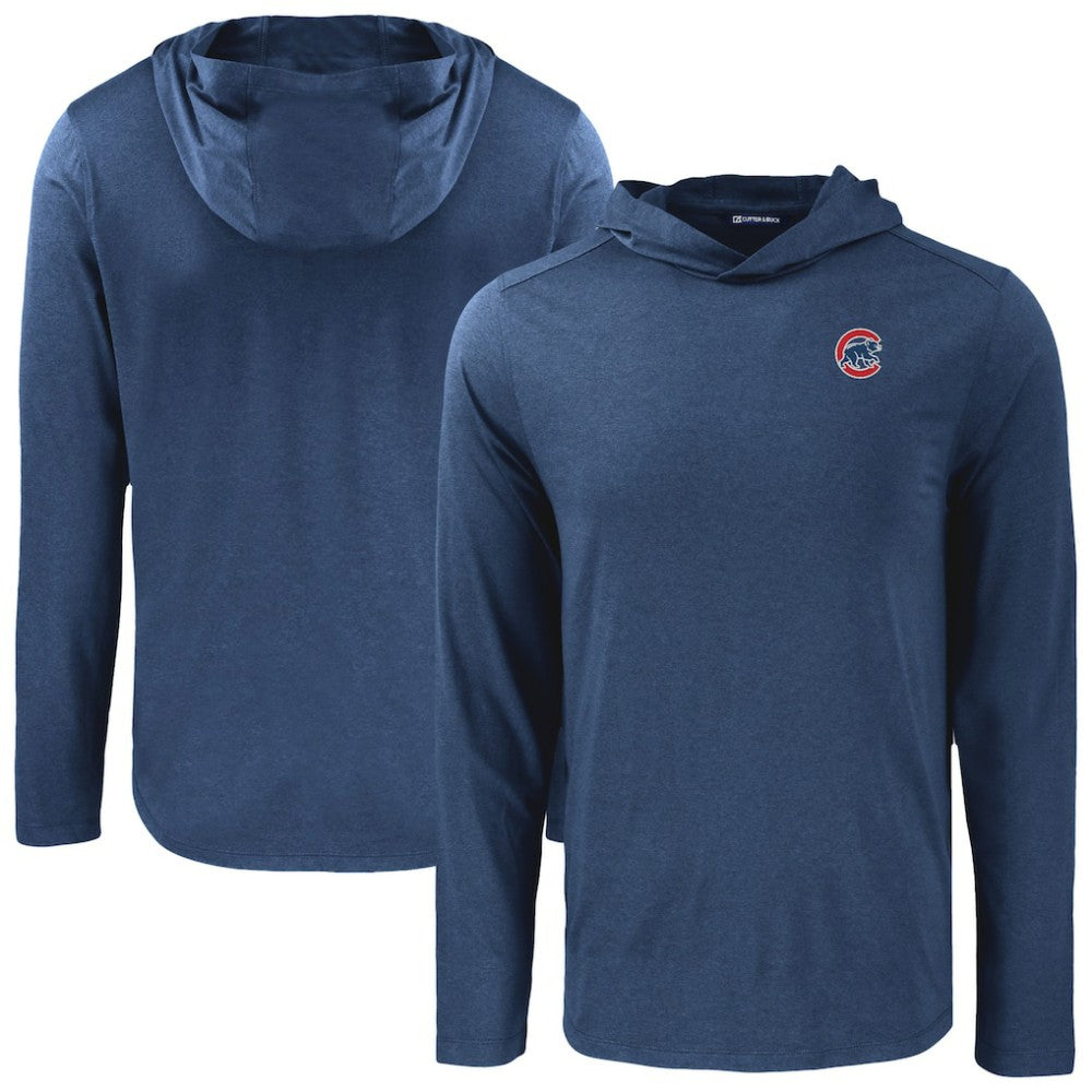 Chicago Cubs Cutter & Buck Coastline Epic Comfort Recycled Eco Hoodie Long Sleeve T-Shirt - Navy