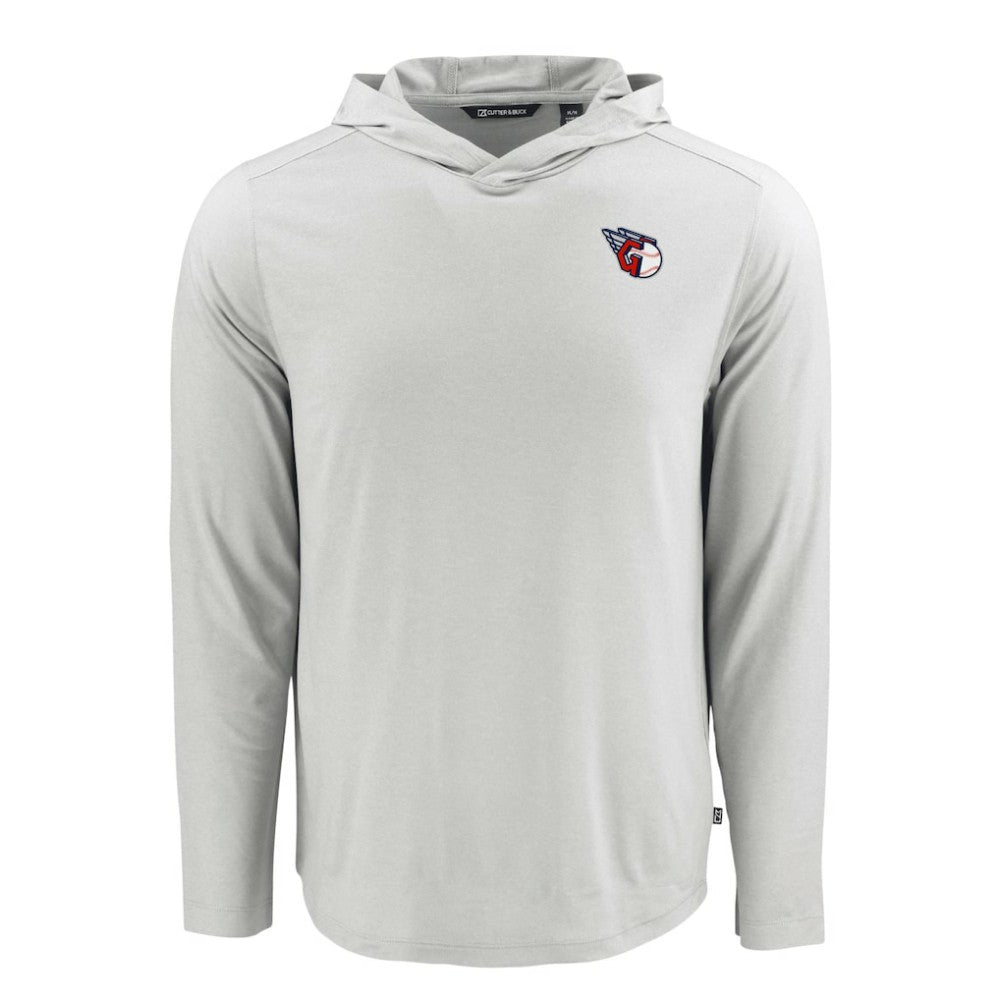 Cleveland Guardians Cutter & Buck Coastline Epic Comfort Recycled Eco Hoodie Long Sleeve T-Shirt - Gray
