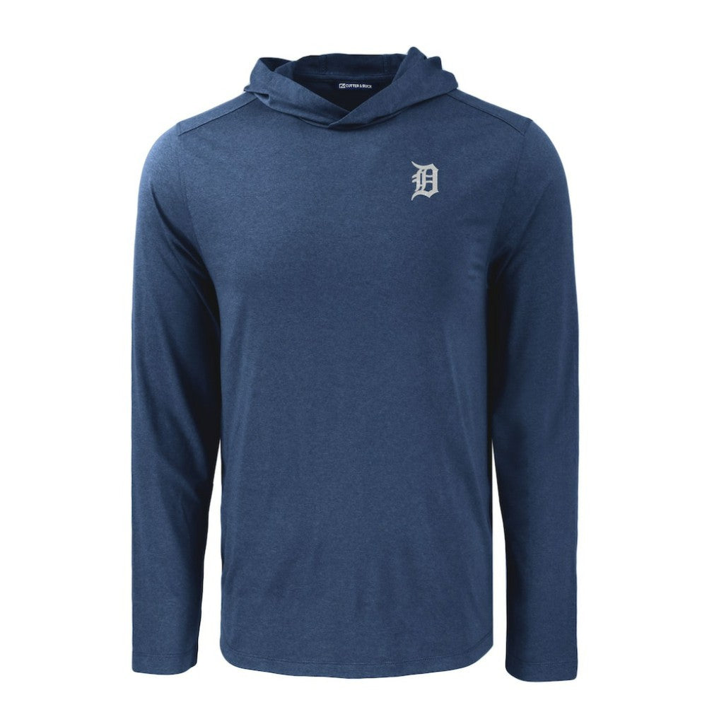 Detroit Tigers Cutter & Buck Coastline Epic Comfort Recycled Eco Hoodie Long Sleeve T-Shirt - Navy
