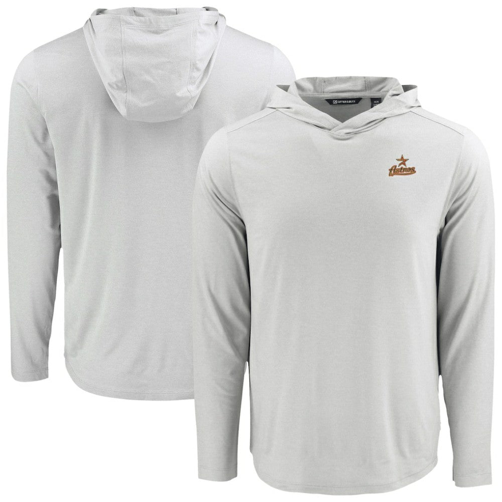 Houston Astros Cutter & Buck Coastline Epic Comfort Recycled Eco Hoodie Long Sleeve T-Shirt - Gray