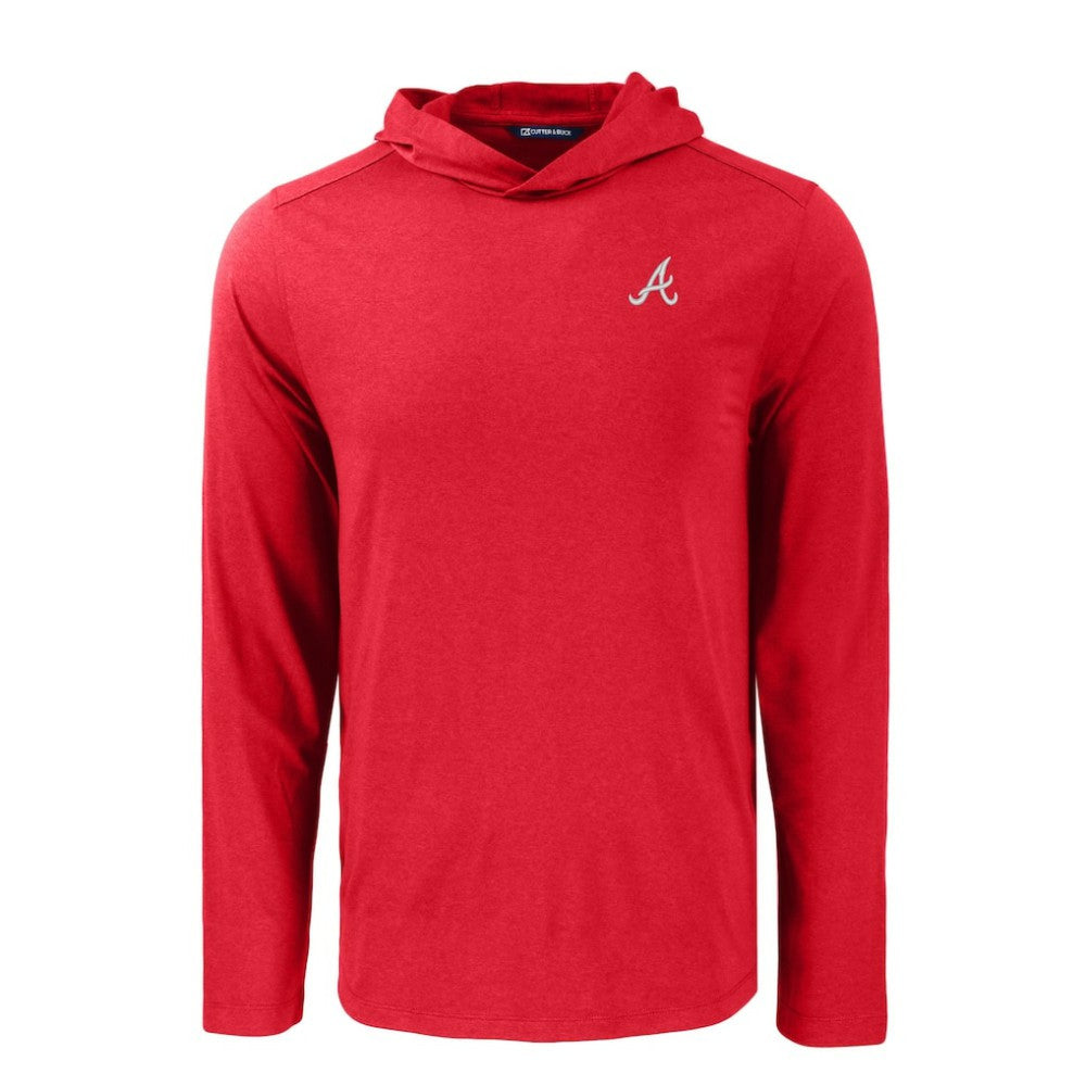 Atlanta Braves Cutter & Buck Coastline Epic Comfort Recycled Eco Hoodie Long Sleeve T-Shirt - Red