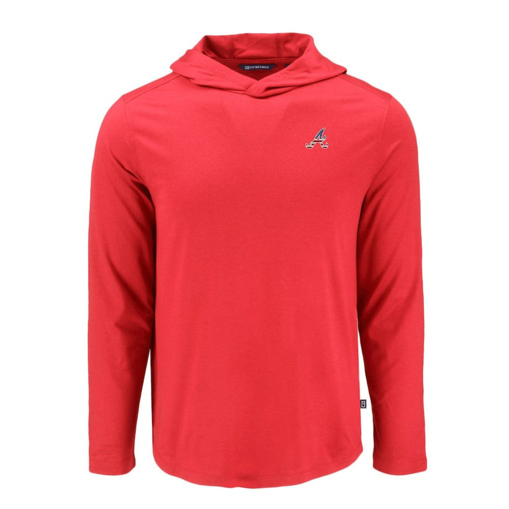 Atlanta Braves Cutter & Buck Coastline Epic Comfort Recycled Eco Hoodie Long Sleeve T-Shirt - Red