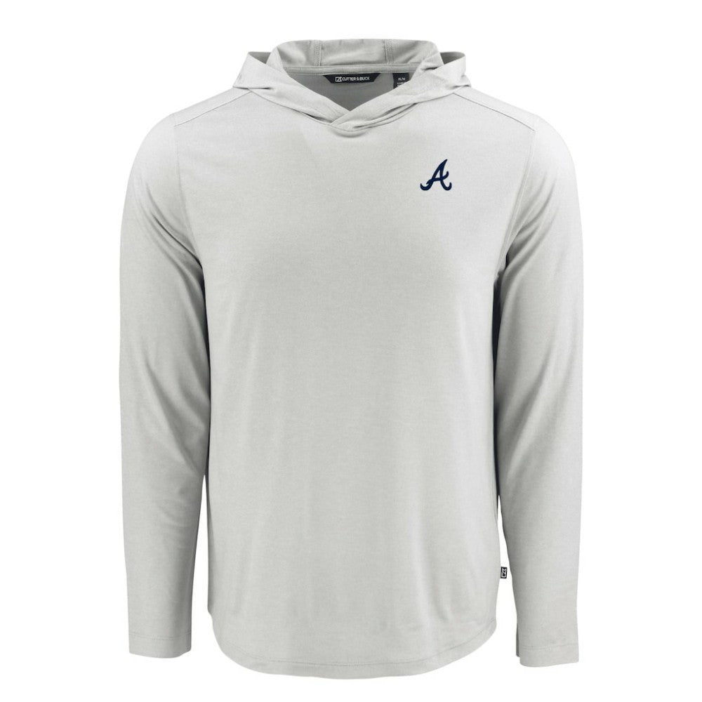 Atlanta Braves Cutter & Buck Coastline Epic Comfort Recycled Eco Hoodie Long Sleeve T-Shirt - Gray