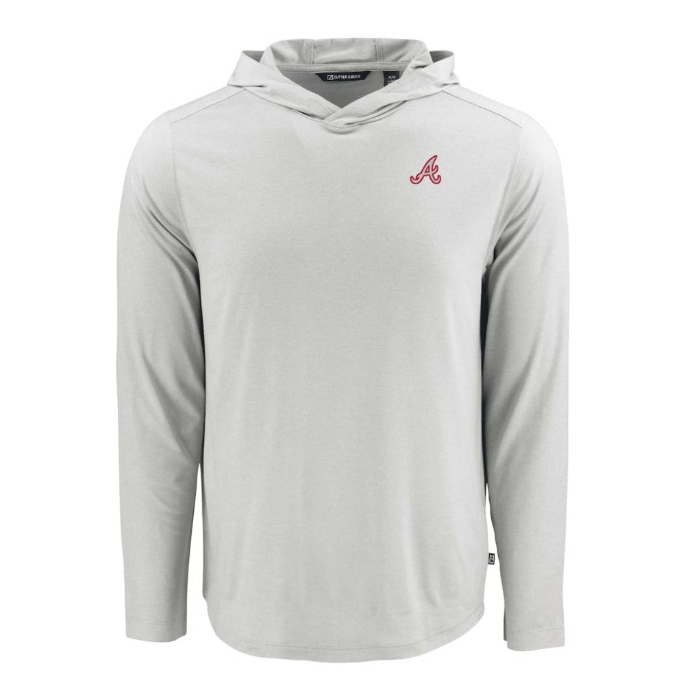 Atlanta Braves Cutter & Buck Coastline Epic Comfort Recycled Eco Hoodie Long Sleeve T-Shirt - Gray