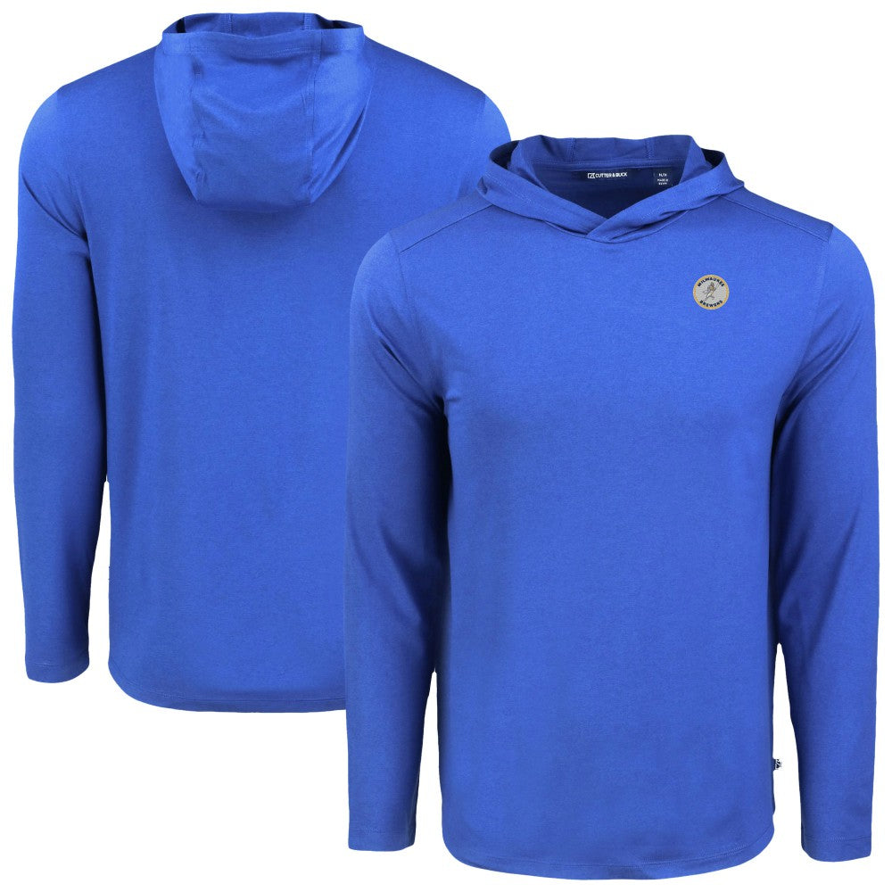 Milwaukee Brewers Cutter & Buck Coastline Epic Comfort Recycled Eco Hoodie Long Sleeve T-Shirt - Royal