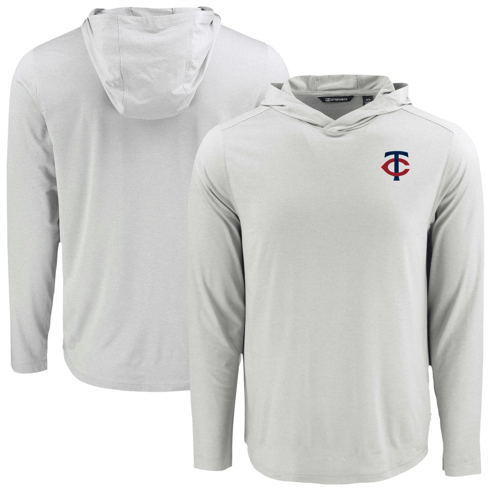 Minnesota Twins Cutter & Buck Coastline Epic Comfort Recycled Eco Hoodie Long Sleeve T-Shirt - Gray